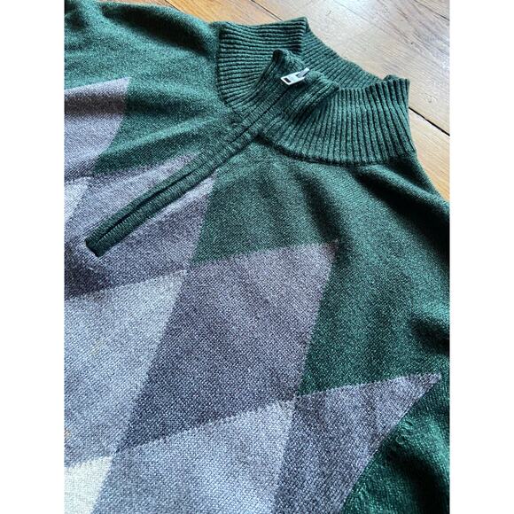DOCKERS Green/Gray Argyle 1/4 Zip Sweater Mens sz XL - Picture 2 of 10
